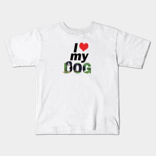 I love (heart) my dog - Bernese oil painting word art Kids T-Shirt